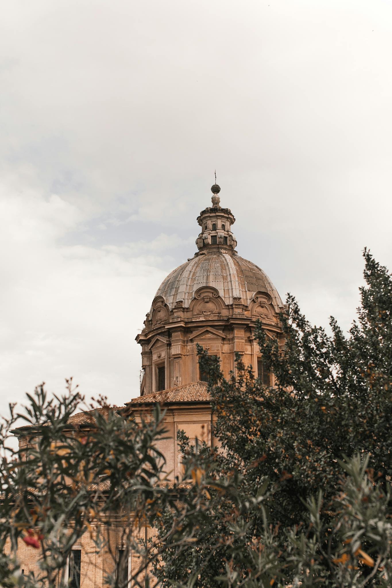 Old cathedral facade with dome